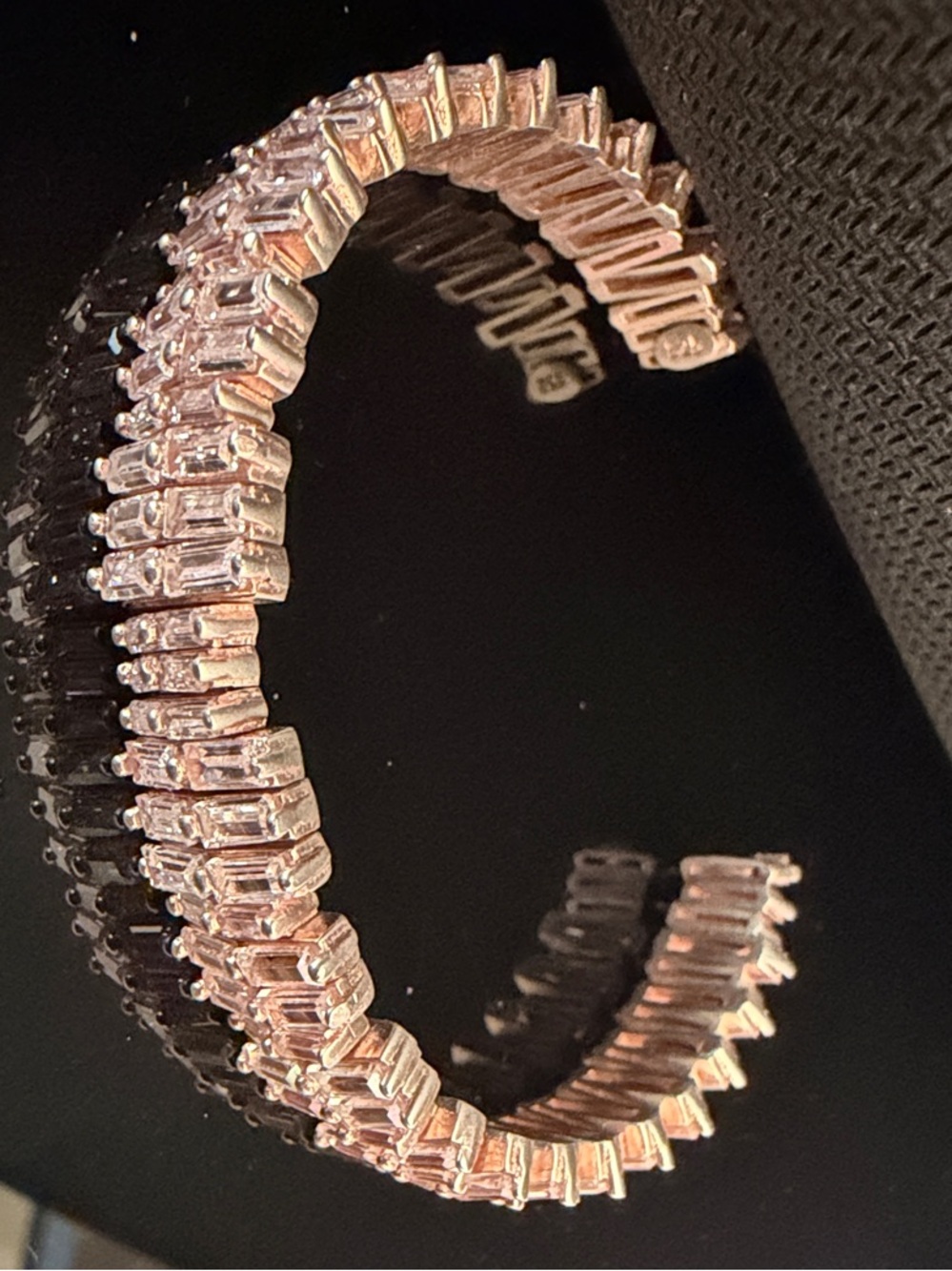 Multi-row Baguette-cut Sterling Silver Tennis Cuff Bracelet